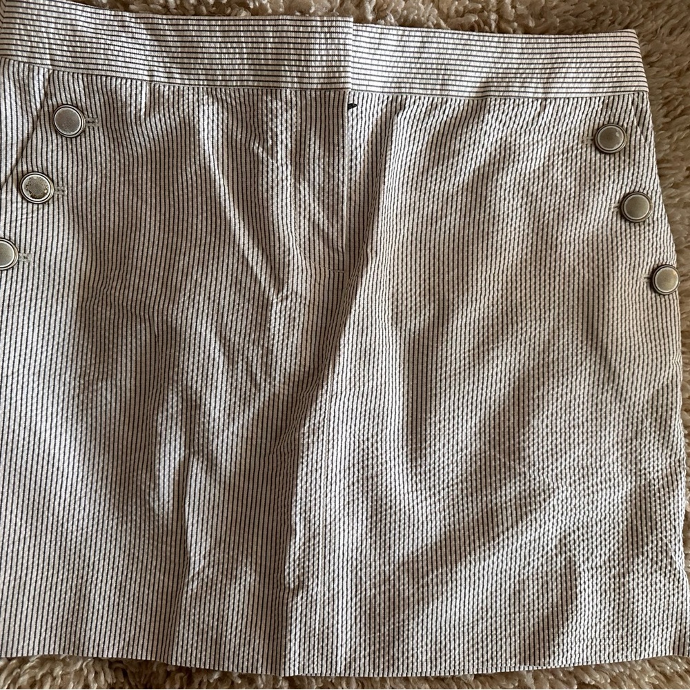 J. Crew Black and Cream Striped Mini Skirt